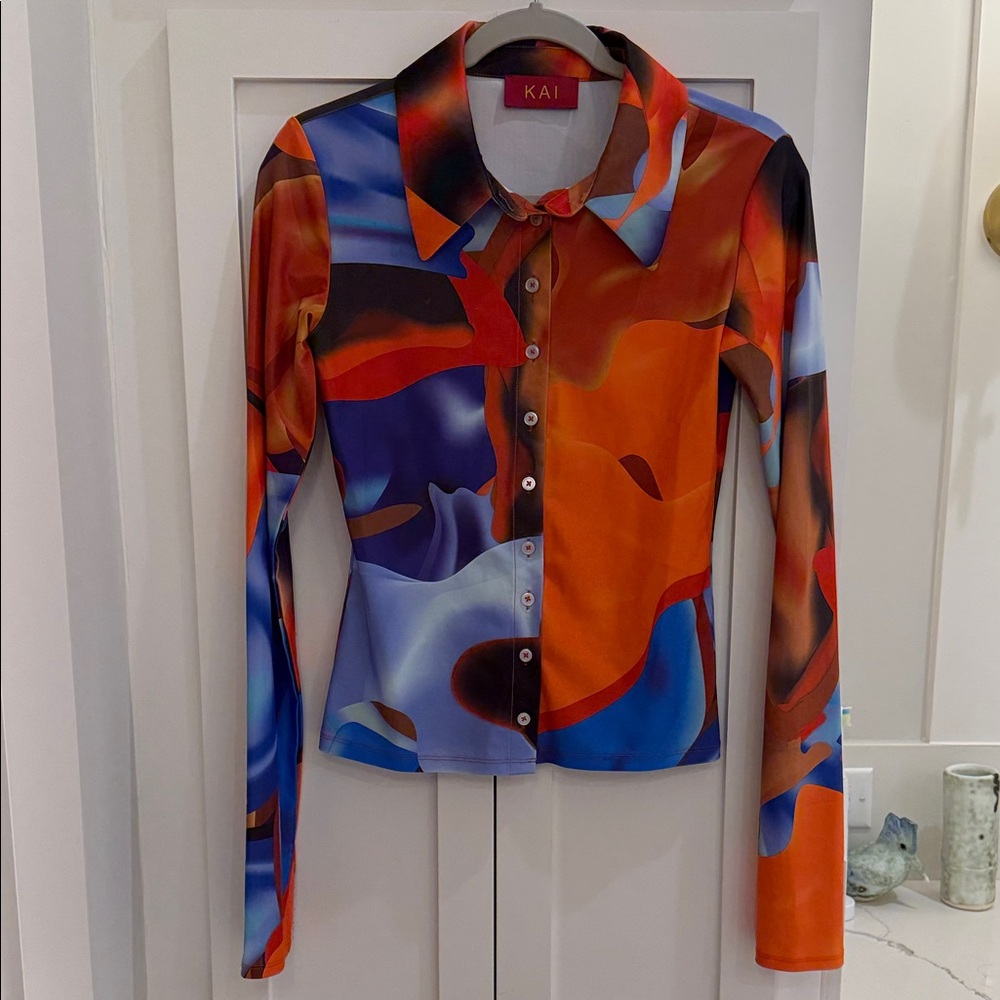 KAI Abstract Multi-Color Button-Down Shirt